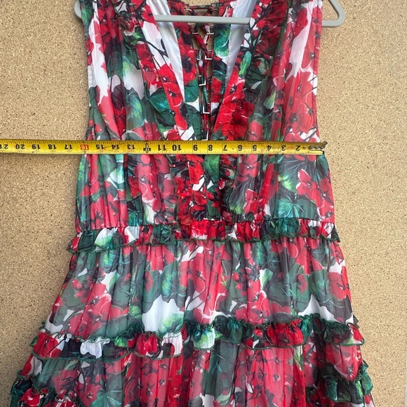 Colorful Floral Dress with Ruffle Accents Buckle Tie Up Back Size 3XL - Picture 3 of 8
